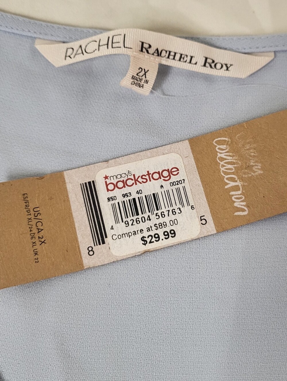 NEW Rachel Rachel Roy Blue Tie-Front Cold Shoulder Open Long Sleeve Blouse  2X - Picture 5 of 12